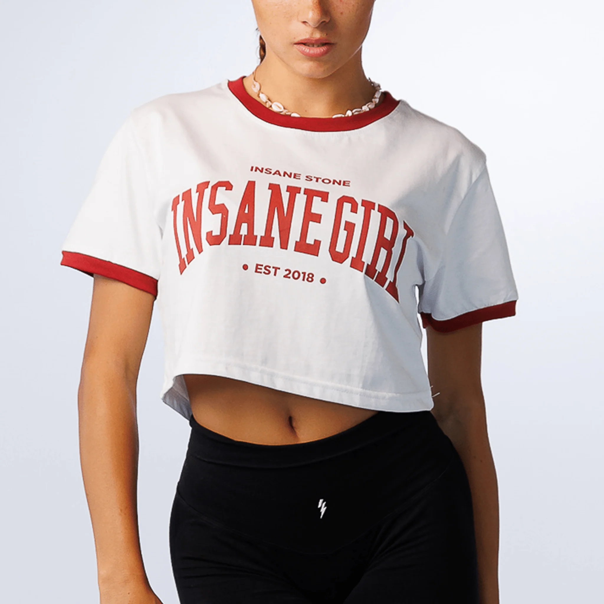 Crop T-shirt W College - White Bordeaux