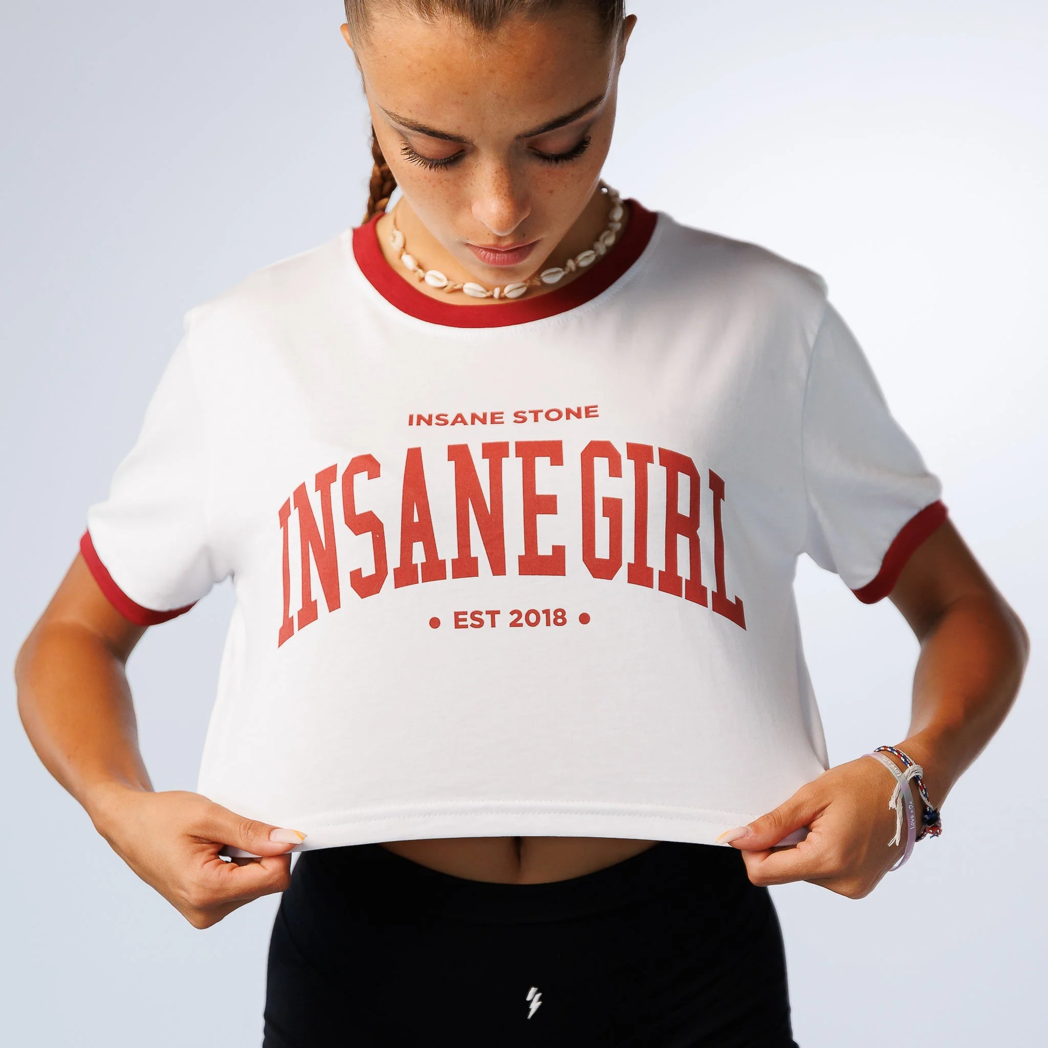 Crop T-shirt W College - White Bordeaux - Image 4