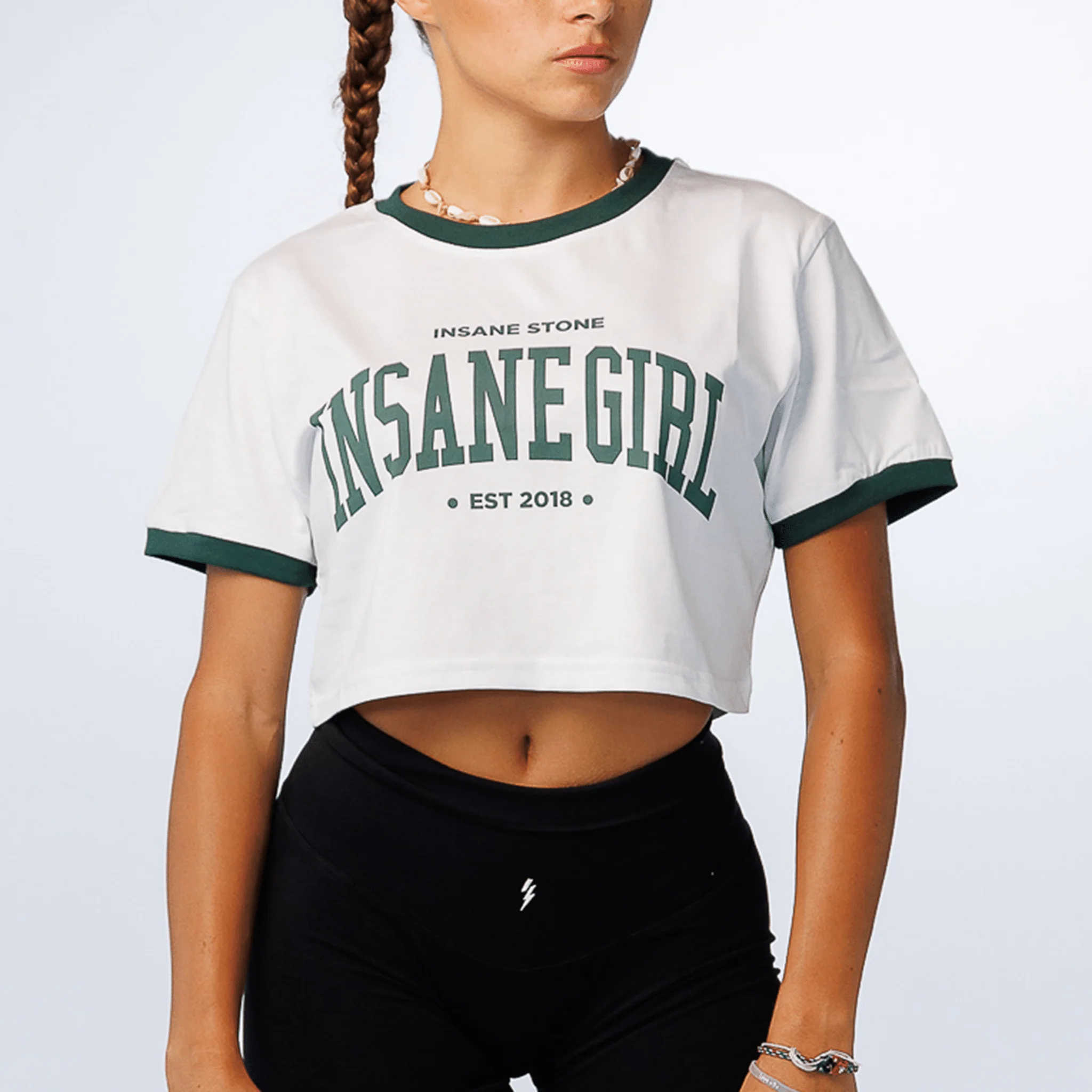 Crop T-shirt W College - White Green