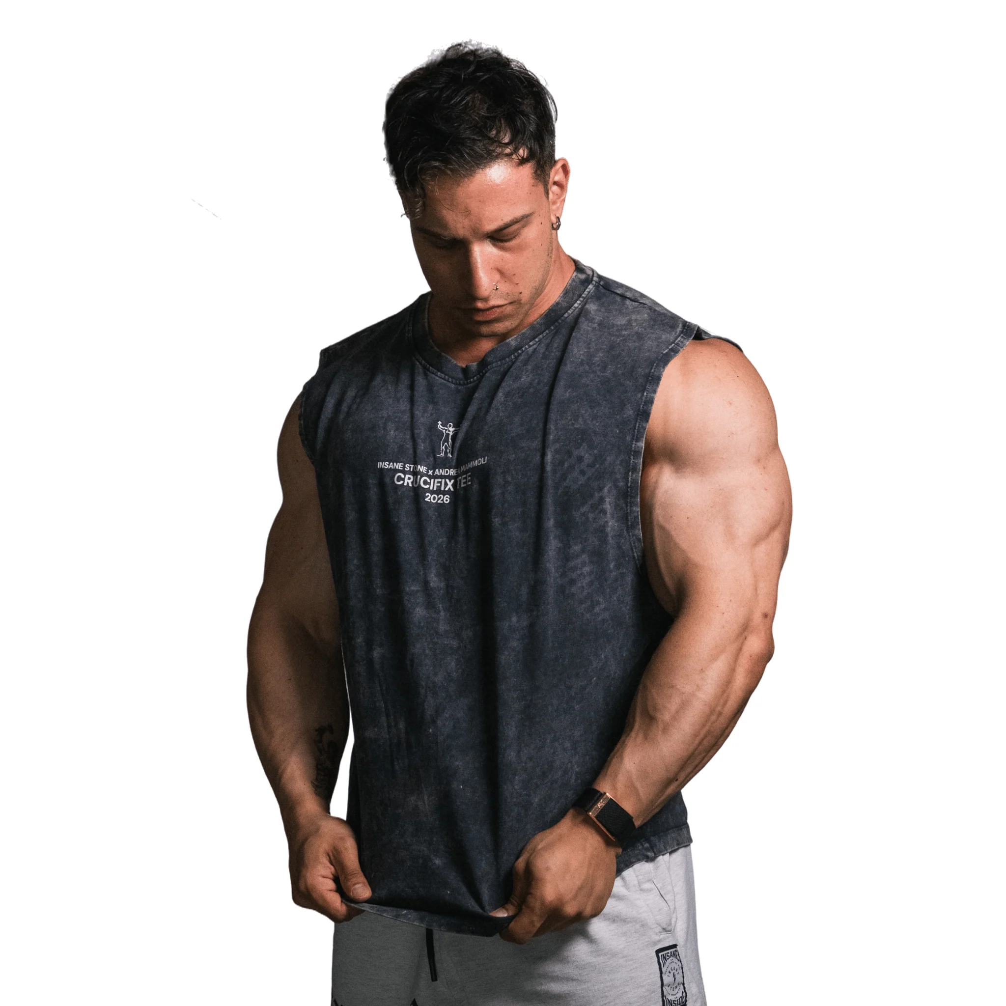 Crucifix Tee - Stone Grey - Image 3