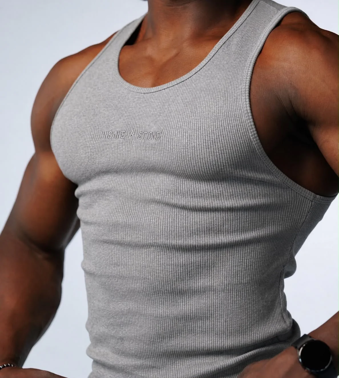 Gym Tank Rib Grey - Image 3