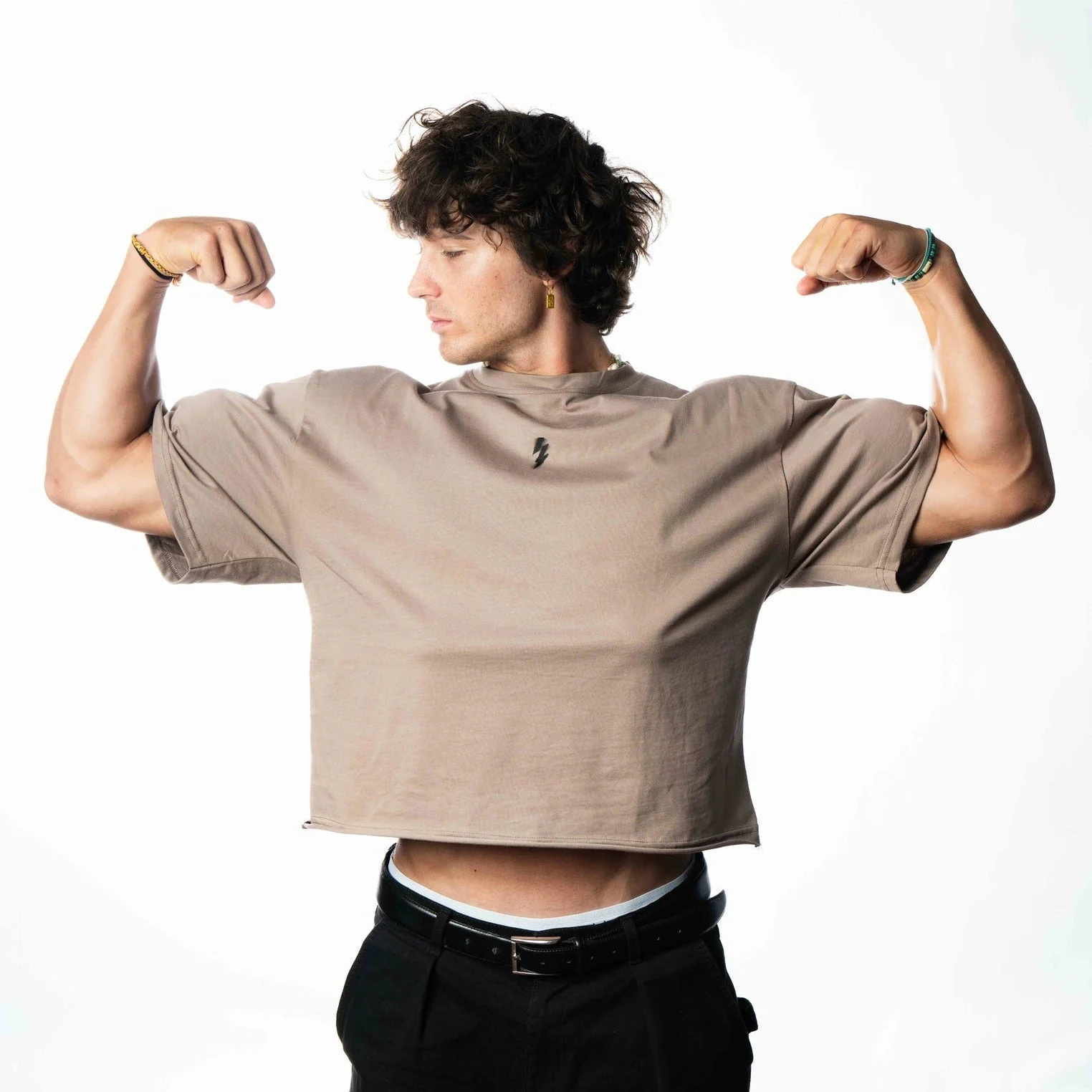 T-shirt Villain Oversize|Crop Mud - Image 3