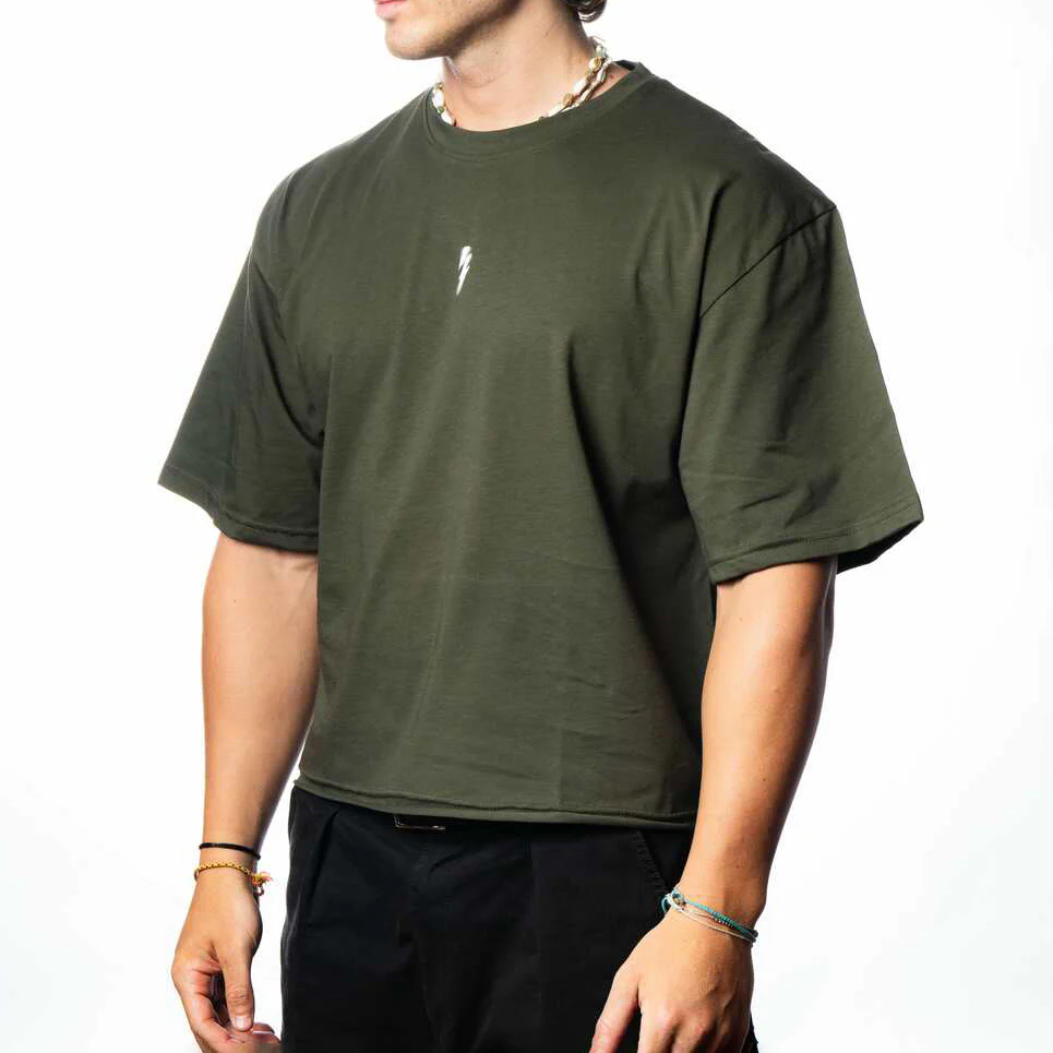 T-shirt Villain Oversize|Crop Military Green - Image 4