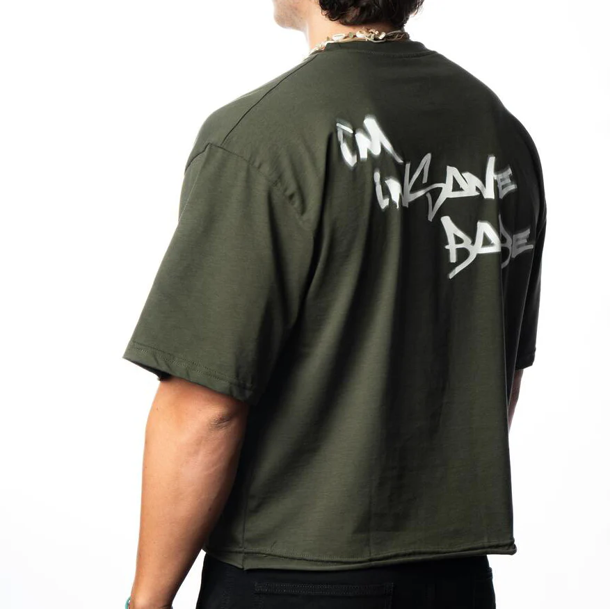 T-shirt Villain Oversize|Crop Military Green - Image 7