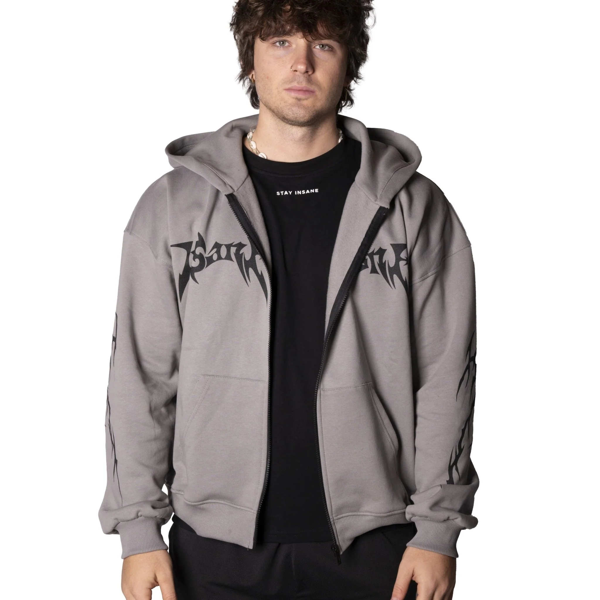 Tribal Strength Zip Hoodie Dark Grey - Image 3