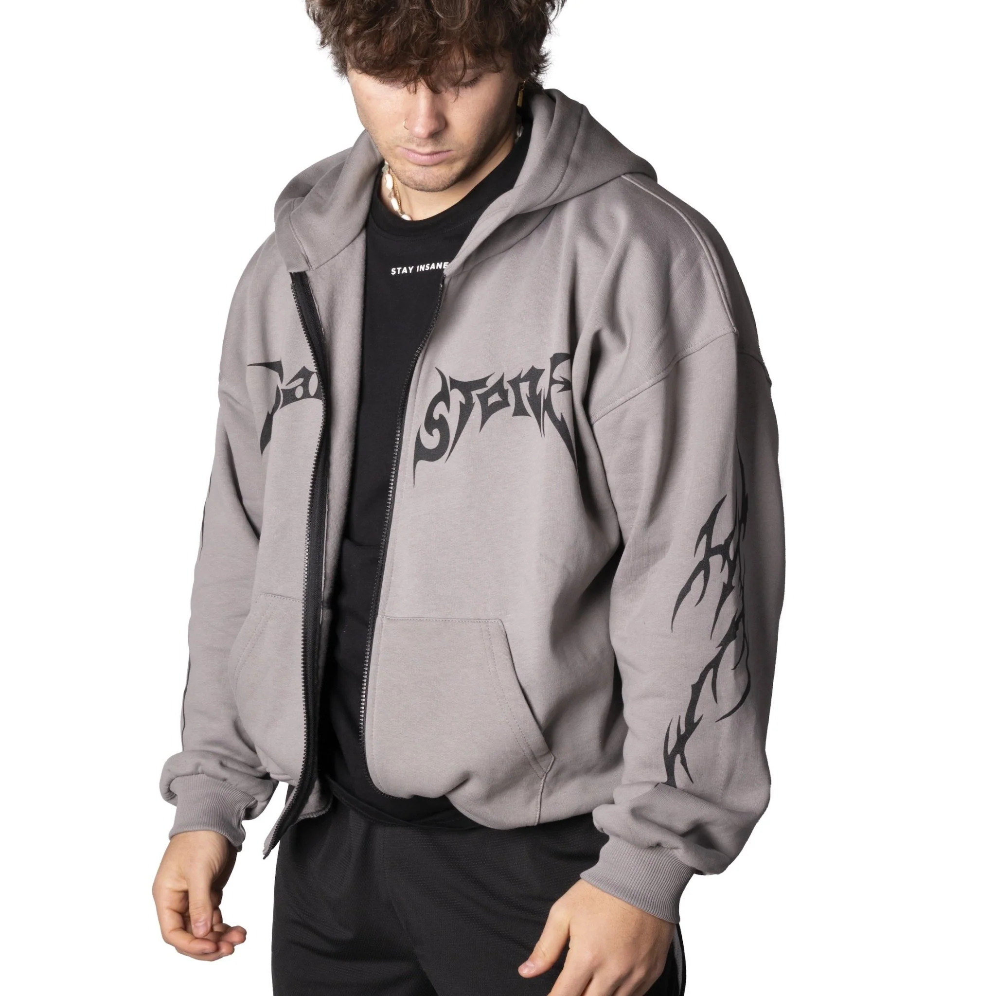 Tribal Strength Zip Hoodie Dark Grey - Image 4