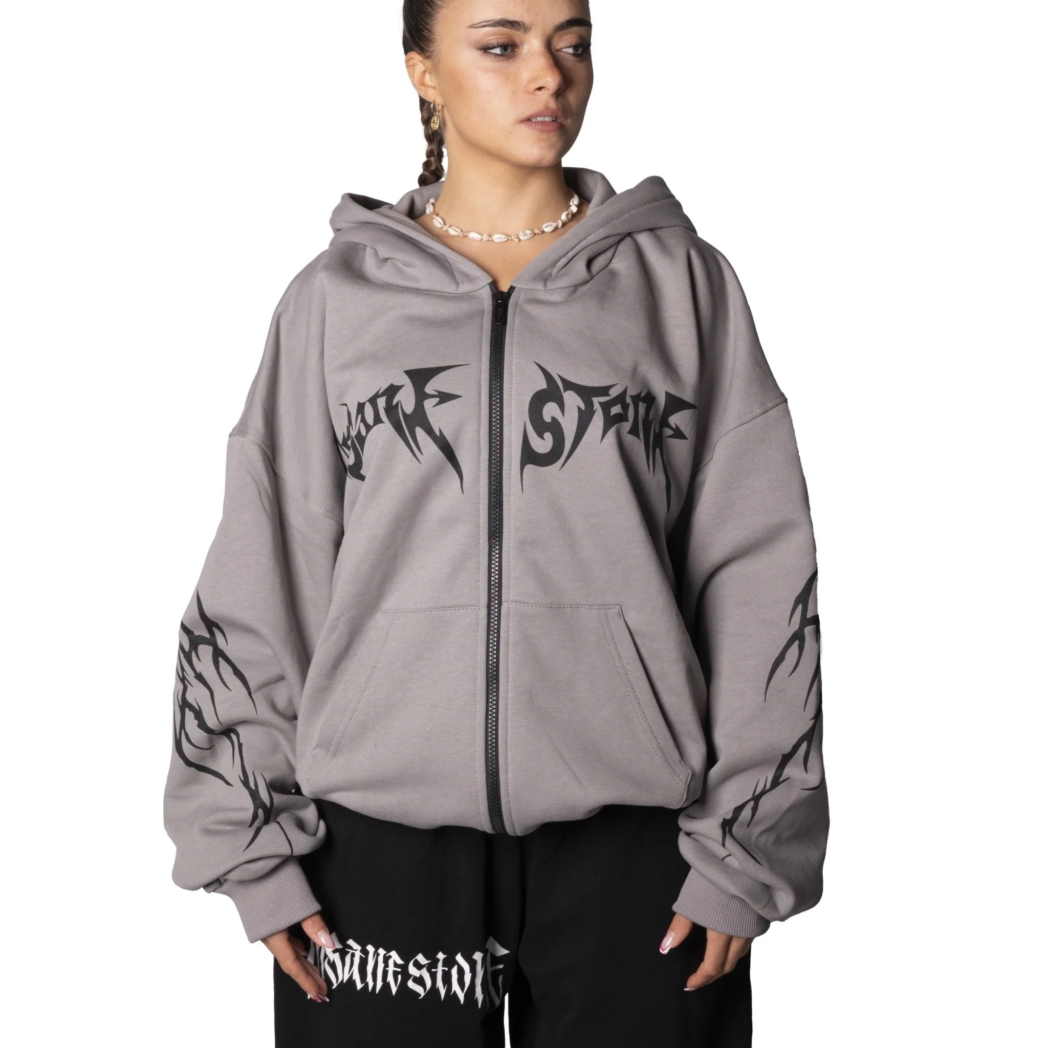 Tribal Strength Zip Hoodie Dark Grey - Image 6
