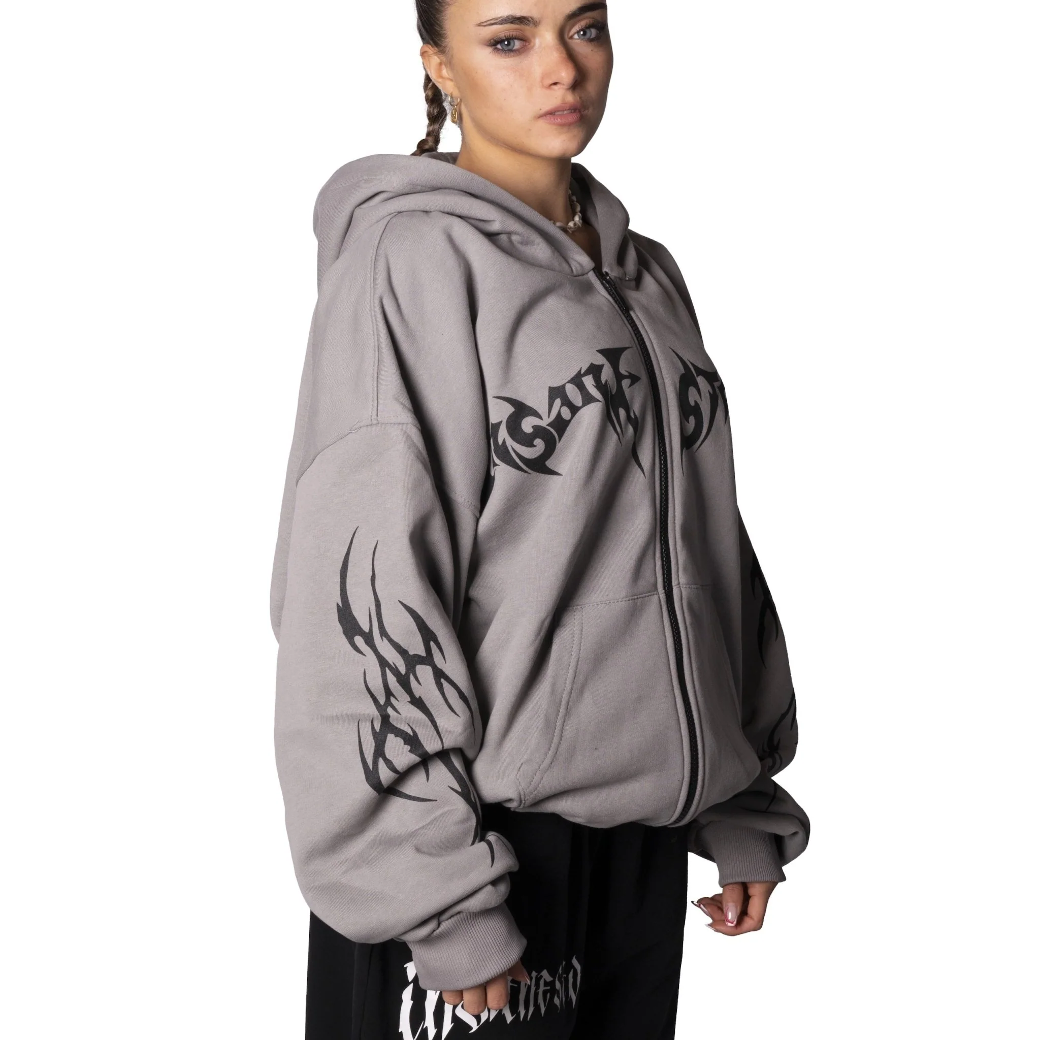 Tribal Strength Zip Hoodie Dark Grey - Image 7