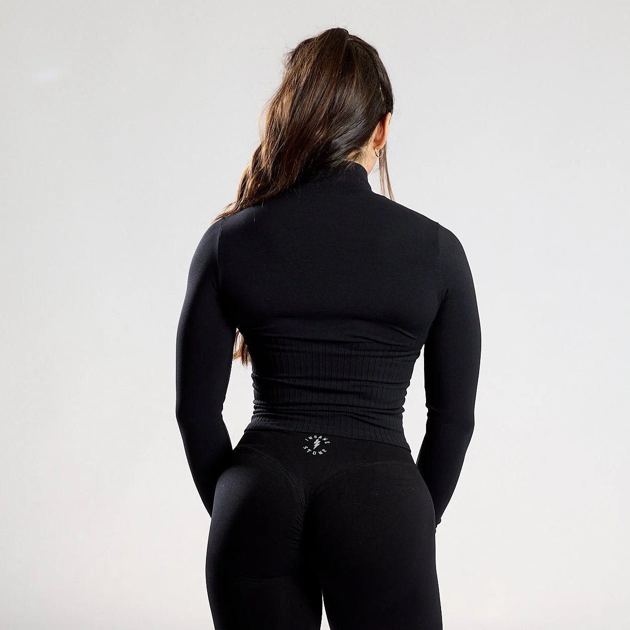 Rib Shape Zip Jacket - Black - Image 2